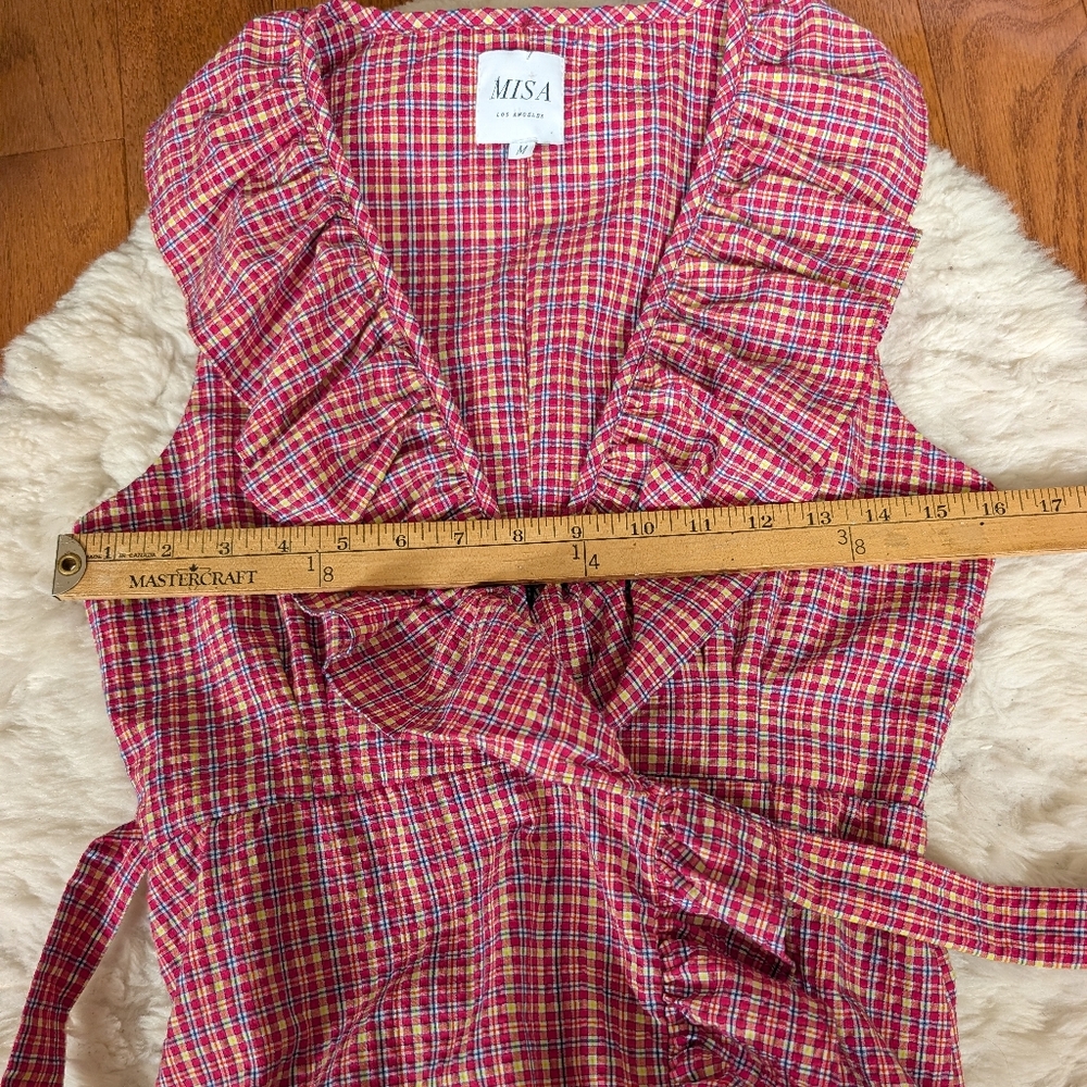 MISA Los Angeles Stella dress in gingham Plaid Medium - Picture 14 of 15